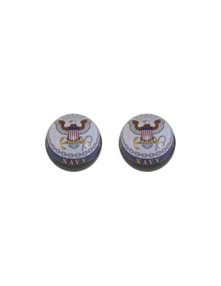 Navy Logo Valve Caps Schrader Valve Black/White